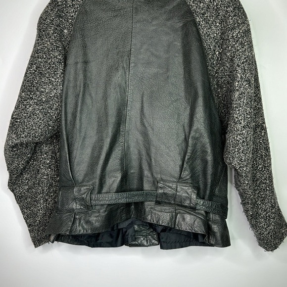 Vintage Winlit Grey Black Wool Leather Jacket Size 11/12 - Picture 4 of 12
